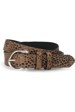 Manfield Dames - Bruine leren panterprint riem