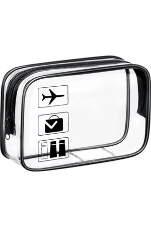 Merkloos Transparante toilettas 3 stuks - waterdicht PVC - geschikt voor handbagage - douane reistas met ritssluiting - cosmetica en make-up - dames heren kinderen - vakantie