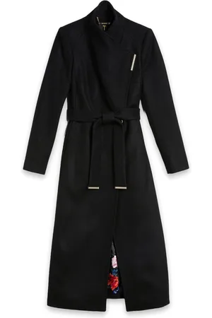 Ted Baker Rosell Long Length Wool Wrap Coat Black