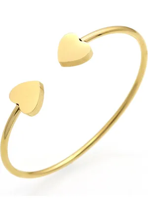 Marama Armband Hearts - bangle - damesarmband - hartjes - stainless steel - gouden plating - licht buigbaar - hart - gold - cadeau Valentijn