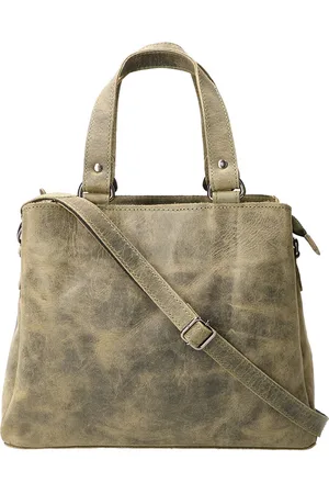 LEATHER DESIGN Ladies hand and shoulder bag green