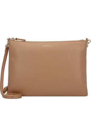 Coccinelle Leren Schoudertas Best Crossbody Bag Lichtbruin