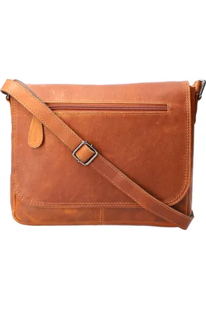 LEATHER DESIGN Shoulder flap bag natural