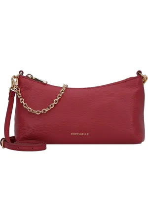 Coccinelle Leren Schoudertas Aura Mini Bag Grained Leather (rood)paars