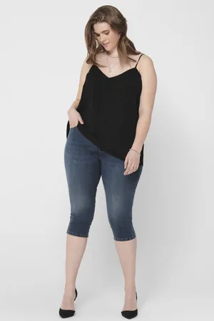 ONLY CARAUGUSTA HW SKINNY DNM KNICKERS MBD Dames Broek
