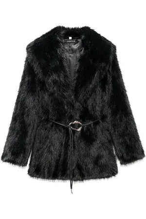 Merkloos Aventury Faux Fur Jas dames - Tijdloos Elegant - winterjas dames - Luxe winterjas dames - Faux fur met riem - S