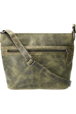 LEATHER DESIGN Shoulder bag green