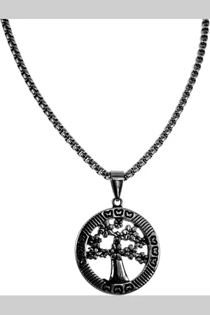 esde2 60cm x 3mm Jasseron-Ketting + ∅27mm Levensboom Hanger Dames - RVS - Medaillon met Ketting