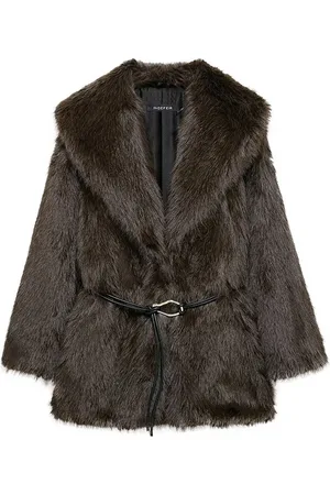 Merkloos Aventury Faux Fur Jas dames - Tijdloos Elegant - winterjas dames - Luxe winterjas dames - Faux fur met riem - S