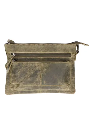LEATHER DESIGN Shoulder bag small green