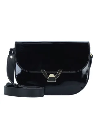 Coccinelle Leren Schoudertas Dew Patent Crossbody Bag Zwart