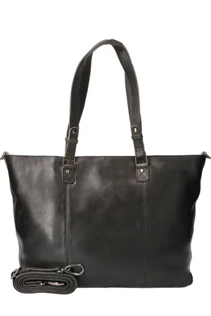 LEATHER DESIGN Hand and shoulder work bag black