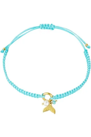 Yehwang Armband verstelbaar koord - Mermaid - Zeemeermin - Parel - Kraal - - Oceaan - Goud - Stainless steel - Touw armband - Polyester armband - Enkelbandje - Charm sieraden - Ibiza - Boho - Cadeau - Festival