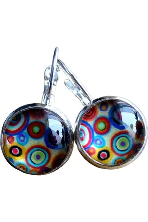 2 Love It Retro B - Oorbellen - Geel - - Rood - Wit - Zilverkleurig