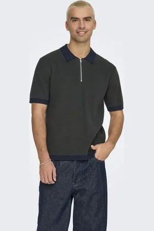 Only & Sons ONSMATTEO REG SS ZIP POLO Heren Trui - Dark Sapphire