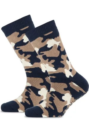 Yellow Moon Homesocks met anti slip zool maat 23-26 blauw/print