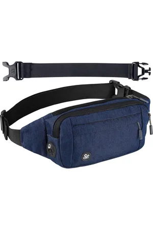 Merkloos Modieuze donkerblauwe fanny pack heuptas met verstelbare riem voor sport hardlopen wandelen - voor dames, meisjes, vrouwen, mannen - maat S