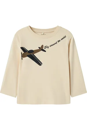 NAME IT Mini jongens longsleeve STOR Summer Sand vliegtuig 122/128