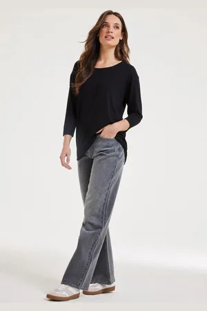 DIDI Dames Loose tee crew 3/4 sleeves zwart maat 38
