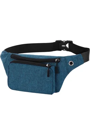 Merkloos Lichtgewicht heuptas met verstelbare riem en hoofdtelefoonaansluiting - veelkleurig - voor mannen en vrouwen - buiten reizen wandelen joggen fietsen - Blauw - Uniseks