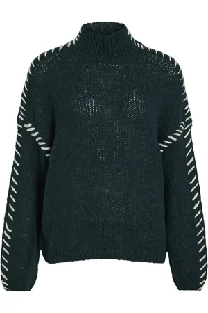 VILA Trui Vichoca New L/s Knit Pullover 14097725 Scarab/white Stit Dames