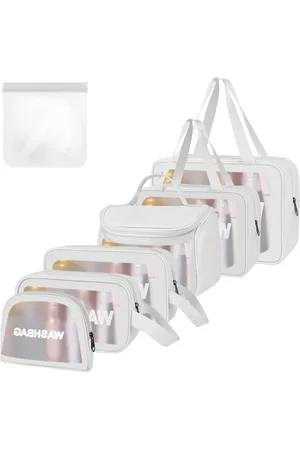 Merkloos Transparante toilettas van pvc waterdicht draagbaar transparant van PU-leer met handvat met ritssluiting - Wit - waterdichte toilettas - - in need. Toilettas