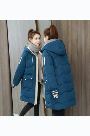 Merkloos Katoenen kleding/halflange dames/losse winterjas/dikke katoenen gewatteerde jas/katoenen gewatteerde jas XL