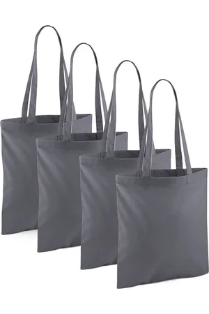 Merkloos Draagtasje met hengsels - 4x - - 42 x 38 cm - katoen - 10 liter - boodschappen - gymtas - voor kinderen en volwassenen