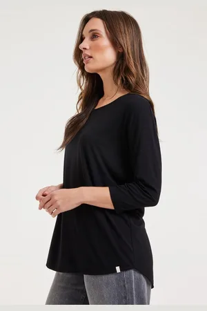 DIDI Dames Loose tee crew 3/4 sleeves zwart maat 48