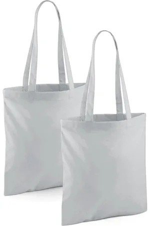 Merkloos Draagtasje met hengsels - 2x - - 42 x 38 cm - katoen - 10 liter - boodschappen - gymtas - voor kinderen en volwassenen