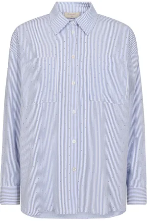 Freequent Blouse Fqfelina Shirt 205501 Off White W Chambray Blue Dames