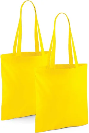 Merkloos Draagtasje met hengsels - 2x - - 42 x 38 cm - katoen - 10 liter - boodschappen - gymtas - voor kinderen en volwassenen