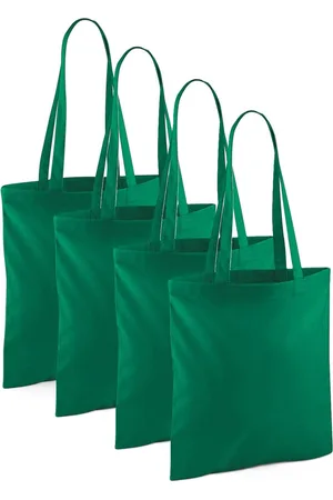 Merkloos Draagtasje met hengsels - 4x - - 42 x 38 cm - katoen - 10 liter - boodschappen - gymtas - voor kinderen en volwassenen