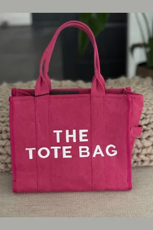 Merkloos Damestas - The Tote Bag - Canvas - Geborduurde Letters - - Witte letters - 33 x 27 cm.