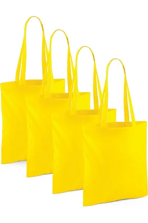 Merkloos Draagtasje met hengsels - 4x - - 42 x 38 cm - katoen - 10 liter - boodschappen - gymtas - voor kinderen en volwassenen