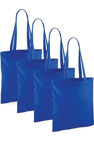 Merkloos Draagtasje met hengsels - 4x - - 42 x 38 cm - katoen - 10 liter - boodschappen - gymtas - voor kinderen en volwassenen