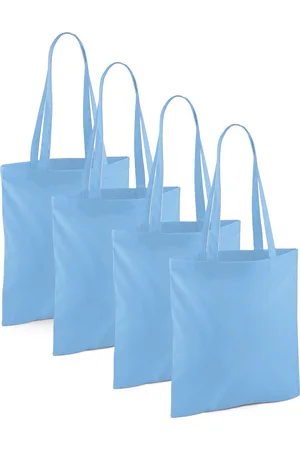 Merkloos Draagtasje met hengsels - 4x - - 42 x 38 cm - katoen - 10 liter - boodschappen - gymtas - voor kinderen en volwassenen