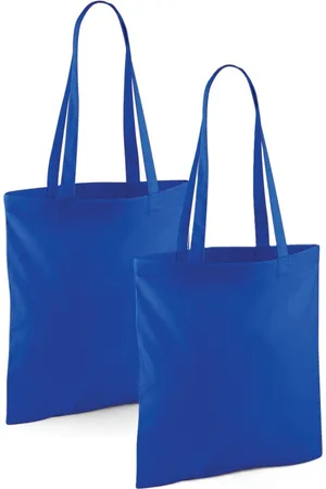 Merkloos Draagtasje met hengsels - 2x - - 42 x 38 cm - katoen - 10 liter - boodschappen - gymtas - voor kinderen en volwassenen