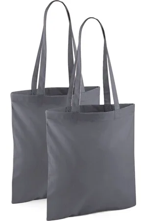 Merkloos Draagtasje met hengsels - 2x - - 42 x 38 cm - katoen - 10 liter - boodschappen - gymtas - voor kinderen en volwassenen