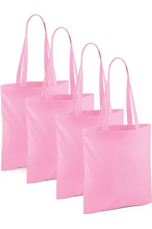 Merkloos Draagtasje met hengsels - 4x - - 42 x 38 cm - katoen - 10 liter - boodschappen - gymtas - voor kinderen en volwassenen