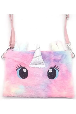 Merkloos Een lief en zacht unicorn tasje (19x14cm) voor kinderen. Met ritssluiting en een verstelbare schouderband. Ook handig om een snack of koekje in mee te nemen. Een mooi tasje met glitters om voor jezelf te kopen of om cadeau te geven.