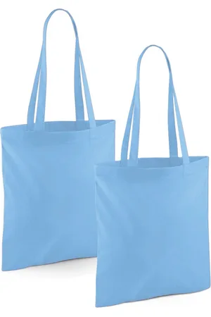 Merkloos Draagtasje met hengsels - 2x - - 42 x 38 cm - katoen - 10 liter - boodschappen - gymtas - voor kinderen en volwassenen