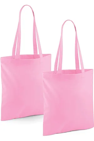 Merkloos Draagtasje met hengsels - 2x - - 42 x 38 cm - katoen - 10 liter - boodschappen - gymtas - voor kinderen en volwassenen