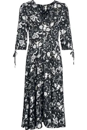 Hell Bunny Star Sign Maxi Dress Lange jurk zwart-grijs-wit XS Viscose Dames - Gothic