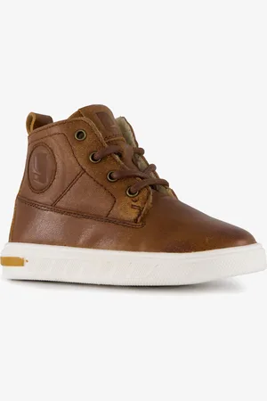 Groot Hoge leren sneakers voor jongens cognac