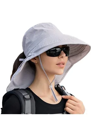 Merkloos Zonnehoed Dames outdoor zomer brede rand uv-bescherming hoed waterafstotend met grote nekbescherming paardenstaart strandhoed Zonnehoed Dames