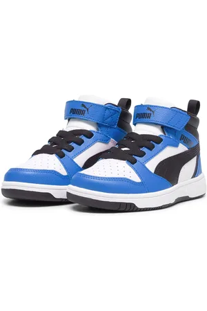 PUMA Rebound V6 Mid AC+ PS Unisex Sneakers - White- Black-Racing Blue