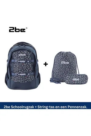 2Be Schoolrugzak met laptopvak voor 15 inch, Gymtas & Pennenzak –