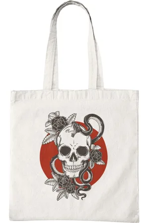 Merkloos Katoenen Tas met Print - Skull Design - Tote Bag