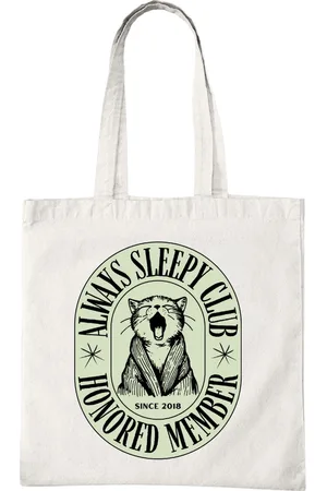 Merkloos Katoenen Tas met Print - Sleepy Club Kat Design - Tote Bag
